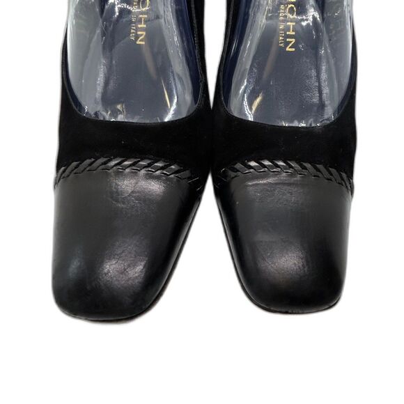 Vintage St. John Black Smooth and Suede Leather High Heel Pumps Size 8B - Picture 3 of 12